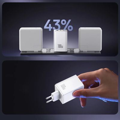 4. Baseus EnerFill FE11 2 x USB-C / USB-A 100W Wall Charger - White