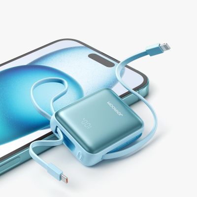 4. Joyroom JR-PBF27 22.5W 10000mAh Powerbank with Two Built-in Cables - Blue