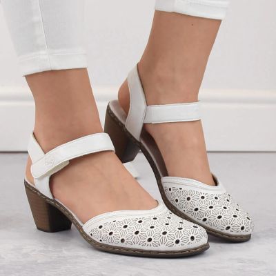 42. Rieker W RKR650 comfortable leather sandals white