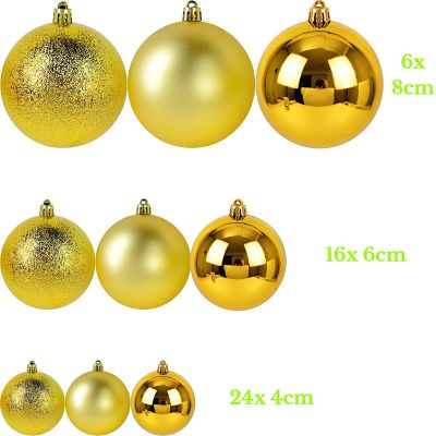 35. DECORATIVE PLASTIC BAUBLE SAFE 46 PCS GOLD MICA