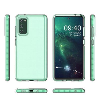 2. Spring Case clear TPU gel protective cover with colorful frame for Samsung Galaxy A72 4G mint