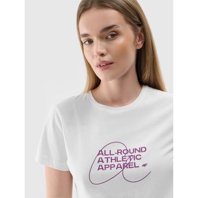 3. Women's slim T-shirt with print 4F 4FRSS24TTSHF2499-10S