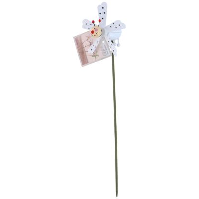 4. DECORATIVE LADYBUG ON A PIKE WITH A PINWHEEL, WHITE