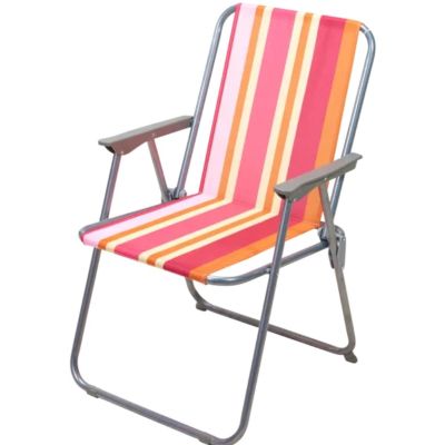 4. REDCLIFFS FOLDING CHAIR WITH ARMRESTS, ORANGE STRAPS
