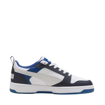 5. Puma Rebound V6 Lo Mid kids' shoes white and blue 393833 28