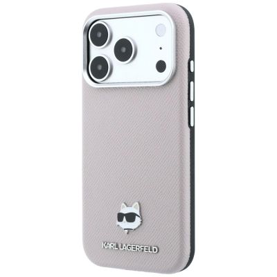 2. Karl Lagerfeld Grained Choupette Head Metal MagSafe Case for iPhone 17 Pro Max / 18 Pro Max - Pink