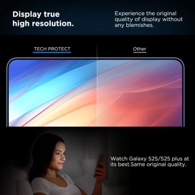 4. Tech-Protect Quick Set+ Tempered Glass for Samsung Galaxy S25+ - Transparent
