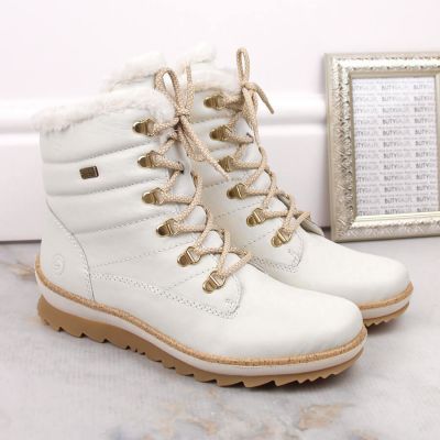 6. Remonte W RKR629 wool-lined waterproof leather ankle boots, white