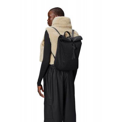 8. Rains Rolltop Rusksack Mesh Mini Black W3 Backpack 13350 01