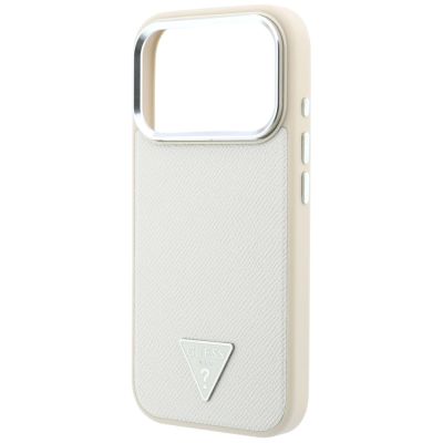 6. Guess Grained Triangle Logo MagSafe Case for iPhone 18 Pro Max / 17 Pro Max - Beige