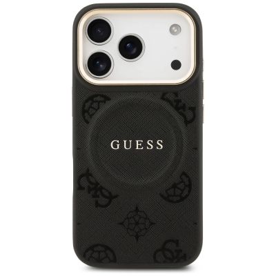 3. Guess Peony Hot Stamp MagSafe Case for iPhone 17 Pro - Black