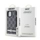8. DKNY Leather Checkered Mono Pattern & Printed Stripes Case for iPhone 15/14/13 - Black