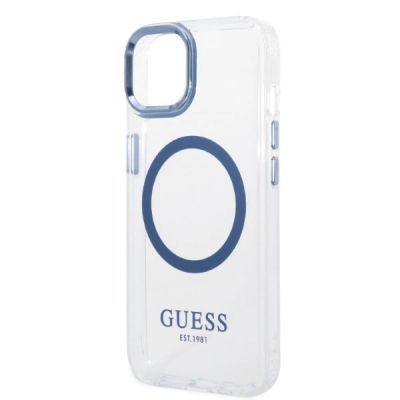 6. Guess Metal Outline MagSafe case for iPhone 14 Plus - blue