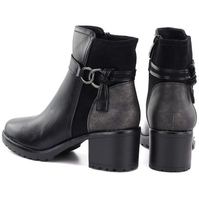 5. Women's insulated ankle boots with a block heel, black, Potocki SZ12873