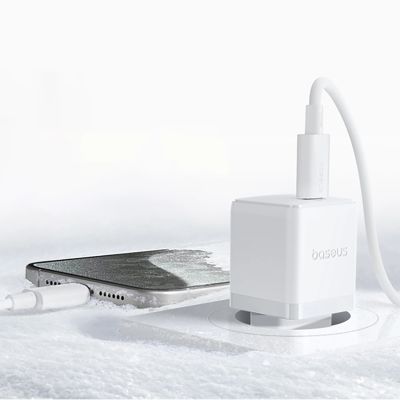 13. Baseus Palm 1C 20W Wall Charger (with Baseus Mini White USB-C 60W (20V/3A) 1m Cable) - White