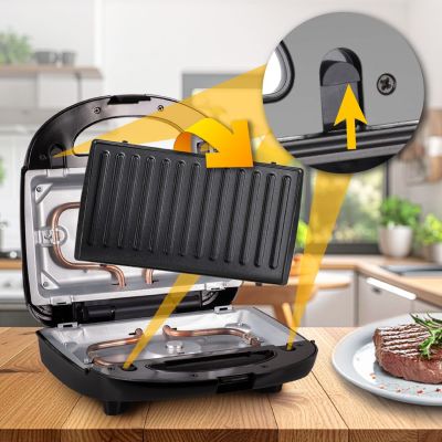 13. ELDOM MULTIFUNCTIONAL SANDWICH MAKER 5 IN 1 ST250 850W INTERCHANGEABLE PLATES: SANDWICH, GRILL, WAFFLES, NUTS, MINI DONUTS