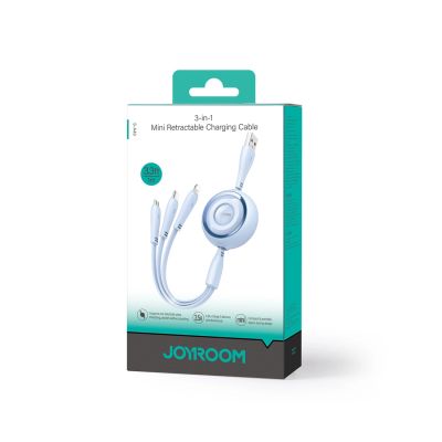 2. Joyroom Colorful Series S-A40 Cable Retractable 3in1 USB-A - USB-C / Lightning / Micro USB 1m - Blue
