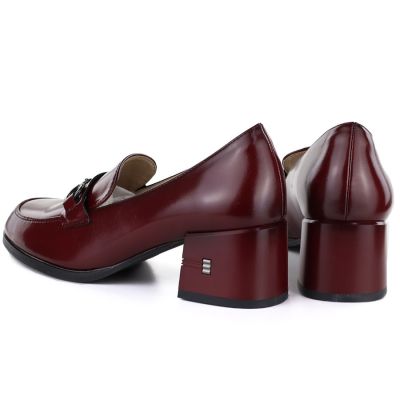 4. Women's leather brogues with high heels, burgundy, Vinceza 18116