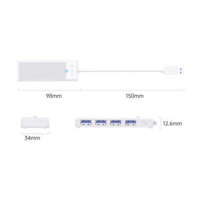 2. Orico PAPW4A-U3 USB Hub 4-port 4x USB-A 3.0 0.15 m - white