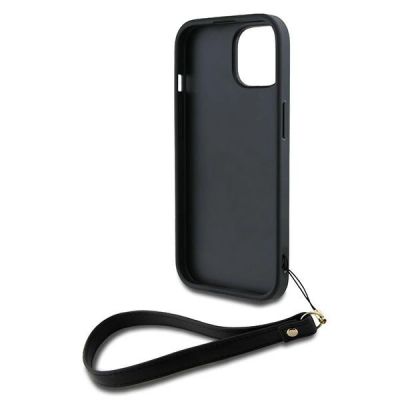 4. DKNY Wrist Strap Stock Logo case for iPhone 14 / 15 / 13 - black