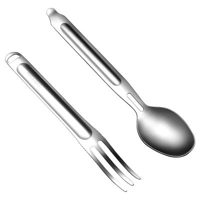 2. Titanium travel cutlery essentials - spoon + fork - NexTool NE20133