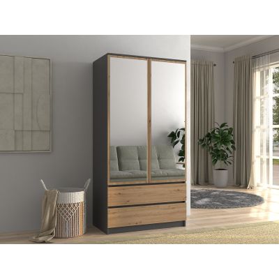 2. Wardrobe SS-90 MIRROR 90x50xH180 anthracite/artisan