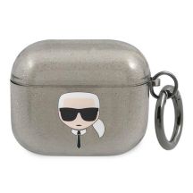 Karl Lagerfeld Glitter Karl's Head Case for AirPods 3 - Black