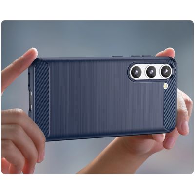 7. Carbon Case for Samsung Galaxy S23+ flexible silicone carbon cover blue