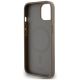 6. DKNY Leather Printed Pattern Metal Logo MagSafe Case for iPhone 15 / 14 / 13 - Brown