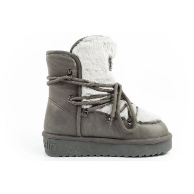 4. D.Franklin women's winter snow boots, fashionable fur lining, gray