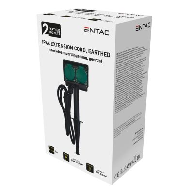 2. Entac ESE1.5G2-5-IP44S 5m Splitter 2 x Network Socket Outdoor Black, Green