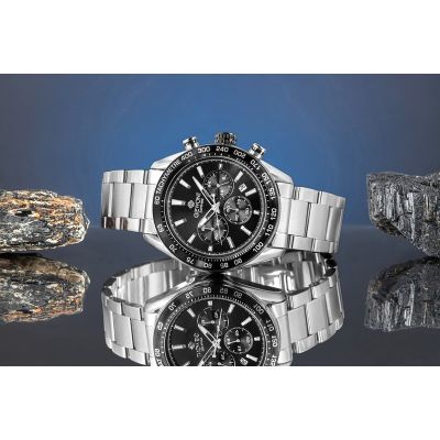 6. Men's Watch Giewont Chronograph Sapphire Silver Black GW9580-B1