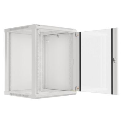Lanberg WF01-6615-10S rack cabinet (15U; 769mm / 600mm / 600 mm; wall-mounted; Glass; 19''; gray)