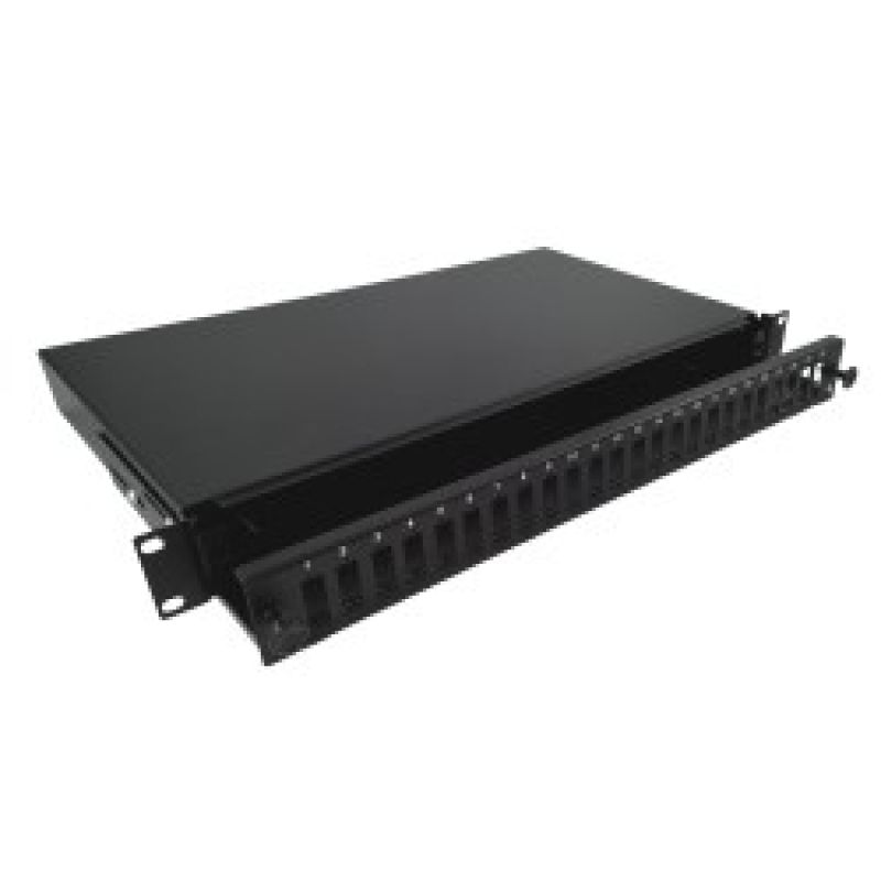 Alantec Fiber optic distribution box 24xSC duplex / 24xLC quad 19" 1U with front panel and mounting accessories (glands, cable ties), extendable (FOP-1U-24SCD-C)
