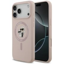 Karl Lagerfeld Silicone Karl&Choupette Ring MagSafe Case for iPhone 18 Pro Max / 17 Pro Max – Pink
