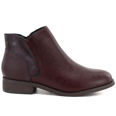 2. Burgundy Women's Leather Ankle Boots with Warm Lining M.Daszyński SFY2648-1