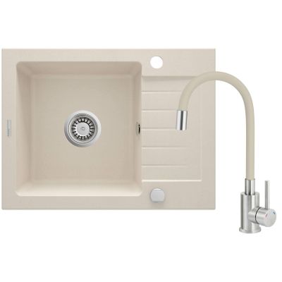 Granite sink with a single-bowl tap and drainer