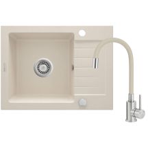 Granite sink with a single-bowl tap and drainer