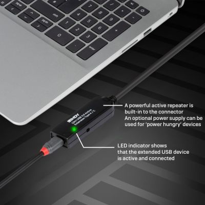 8. Lindy 43376 USB Cable USB 3.2 Gen 1 (3.1 Gen 1) 10m USB A USB C Black
