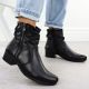 6. Women's black leather high-heeled ankle boots Rieker 78656-00