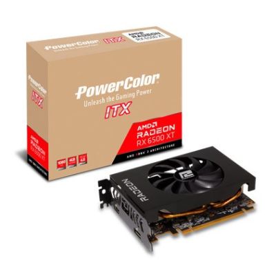 Powercolor Radeon RX6500 ITX 4GB GDDR6 HDMI DP Graphics Card (AXRX 6500XT 4GBD6-DH)