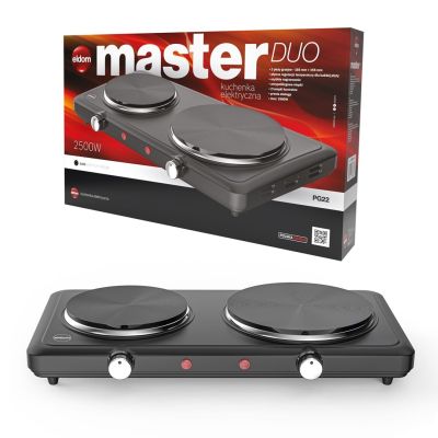 7. ELDOM ELECTRIC TWO-BURNER STOVE PG22 2500W, SMOOTH TEMPERATURE REGULATION, PLATE DIAMETERS 18.5 CM + 15.5 CM