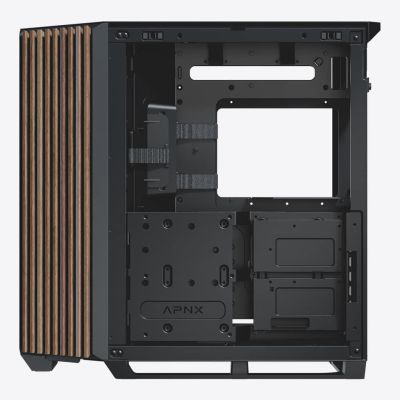 6. APNX V1 PC Case, Midi-Tower, ATX, Tempered Glass, Wood, black