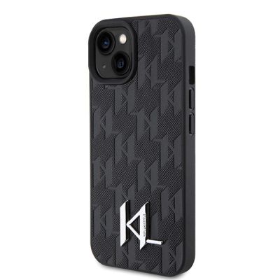 2. Karl Lagerfeld KLHCP15SPKLPKLK iPhone 15 / 14 / 13 6.1" black/black hardcase Leather Monogram Hot Stamp Metal Logo