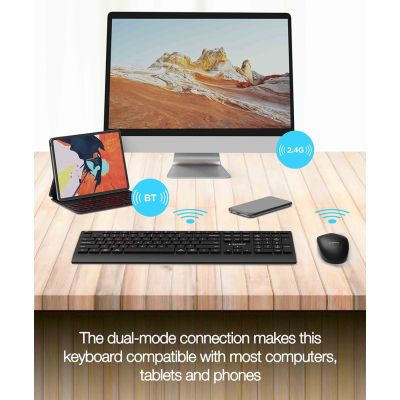 11. GEMBIRD WIRELESS KEYBOARD + MOUSE DUAL MODE SET, 2.4 GHZ + BT, SLIM, US LAYOUT, BLACK
