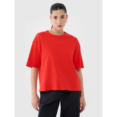 Women's regular waffle knit T-shirt 4F 4FRSS25TTSHF2651-62S