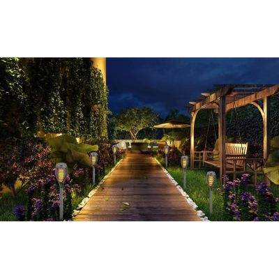 6. TORCH SOLAR LAMP DANCING FLAMES 12 LED SMD 7.5x7.5x46.5CM GRAY - 12pcs