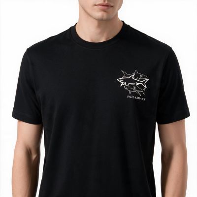 2. Paul&Shark men's cotton T-shirt, black - model 26411035-11, classic cut, high-quality cotton