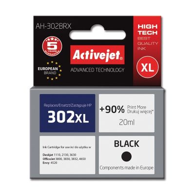 Activejet AH-302BRX Ink (replaces HP 302XL F6U68AE; Premium; 20 ml; black)