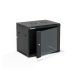 19" 9U 600x450 wall-mounted cabinet, (double-section option), single-leaf glass door, removable full rear cover, removable full side covers, lockable, 4 beams, black, ALANTEC